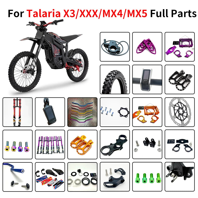 For Talaria X3 60V Sting Forks 800W Wheels 17X1 6 X3Barber Battery 600Watt Xxx Sw102 Fender Kit Carbon Cable Mx5 Brake Pads