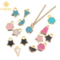 Vintage Cute Small Star Lock Pendant Necklace Bracelet Stainless Steel Enamel Charms for Jewelry Making