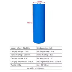 C40 40135 3.2v 20ah Ev E Cylindrical Lifepo4 Battery Cell Widely Used Cylindrical Cells for Electric Scooter