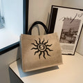 OEM Custom Print Logo Sublimation African Tote Bags Natural Beach Jute Linen Sisal Fabric Women's Shopping Bags
