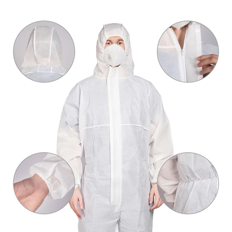 High Quality Logo Printing Clean Room Waterproof Antistatic Type 56 Polypropylene Disposable SMS Coverall