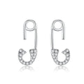 Simple sterling silver S925 unique pin shape earrings for girls