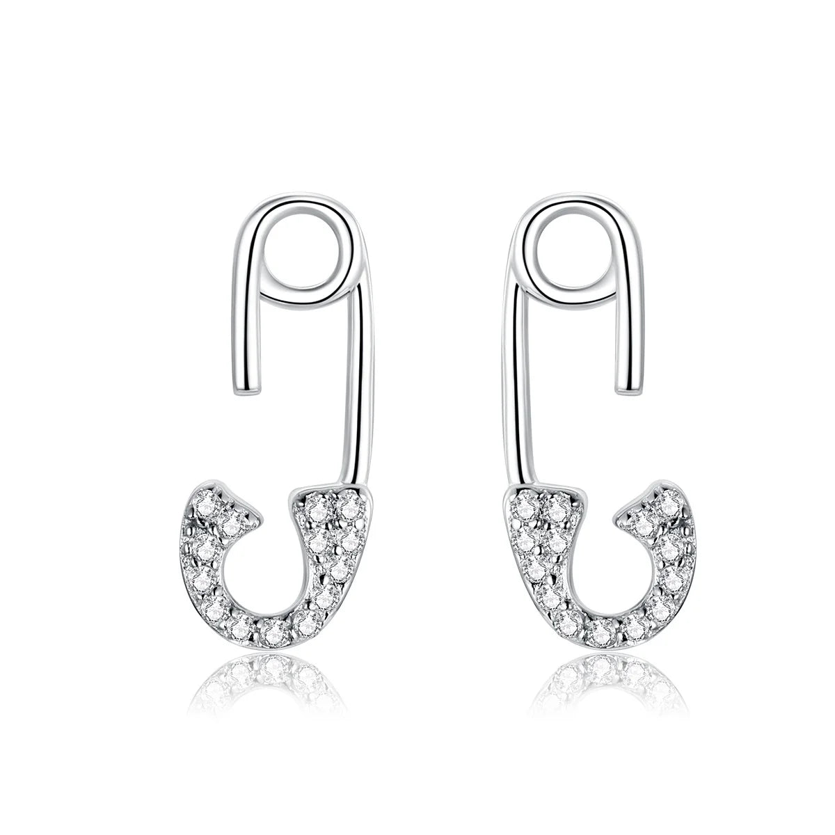 Simple sterling silver S925 unique pin shape earrings for girls