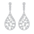 Luxury Flower Full Cubic Zirconia Paved Earrings Fine Jewelry Big Long Dangle Drop Earrings Fine Jewelry