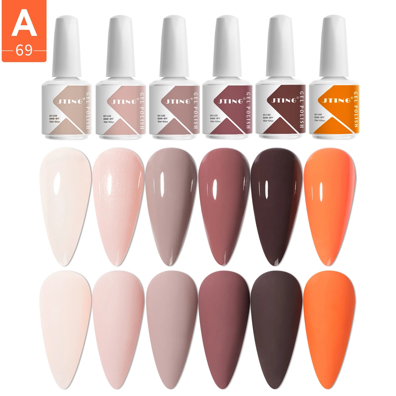 JTING Nail Gel 6colors Set Professional Uv Led Lamp Gel Polish OEM Service Support Custom logo Gel Polish Bottles