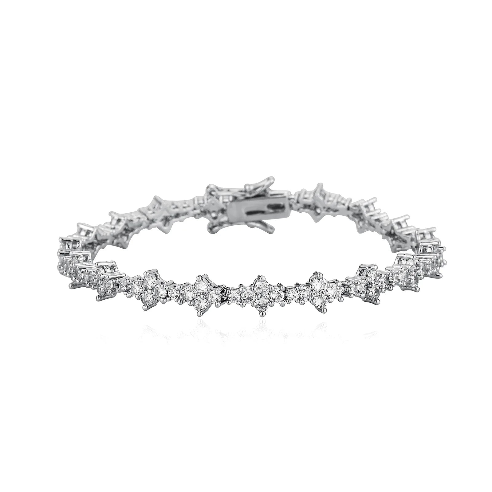 Full Brass Plum Blossom Tennis Bracelet Necklace for Party Hip Hop Rap Plane Tennis Chain Platinum/Gold Plated Unisex