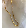 Flat Beads Chain Natural Freshwater Pearl Necklace Brass 18K PVD Plated Necklaces Women Vintage Boho Elegant Jewelry 2022 New