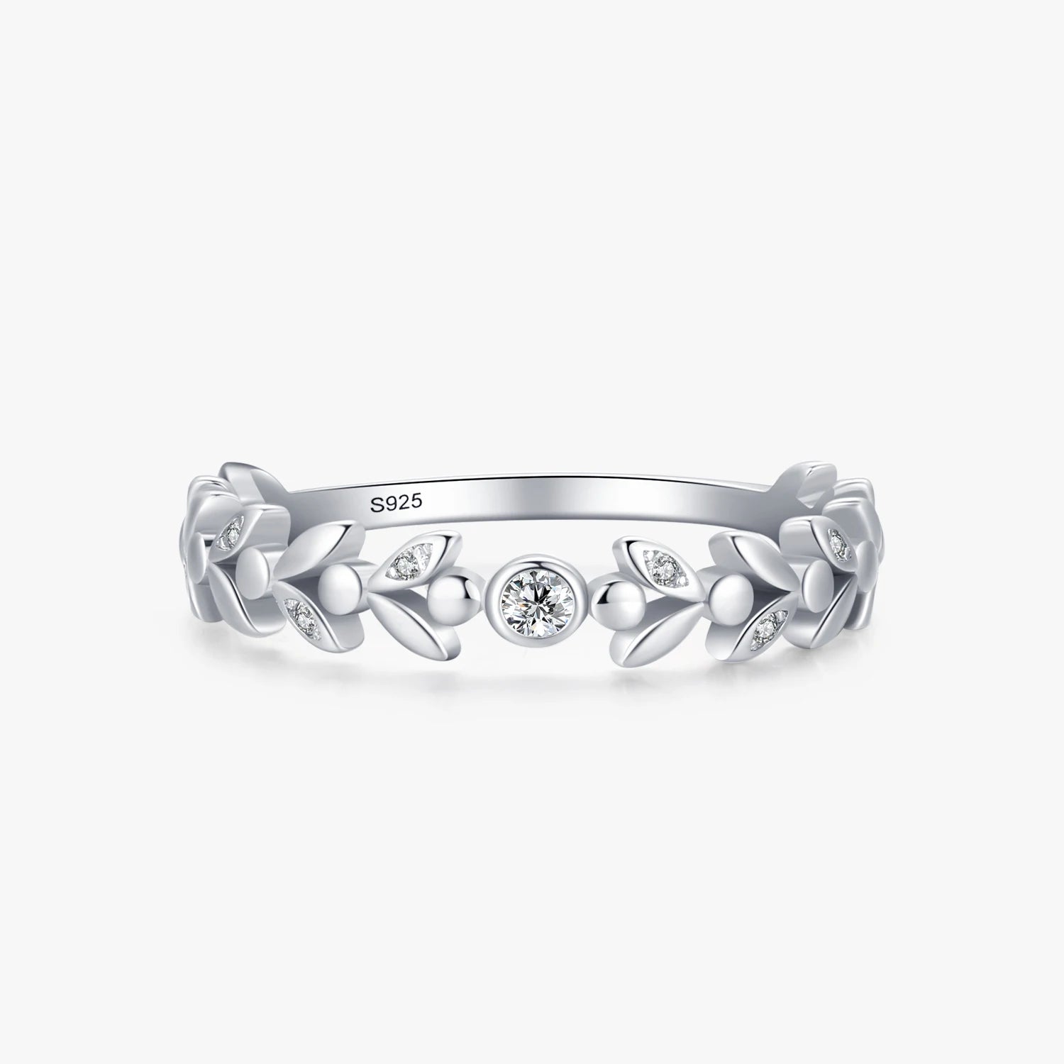 Ailmay Classic Stackable Vintage Lucky Tree Leaf Finger Ring for Women Authentic 925 Sterling Silver Anniversary Jewelry Gift