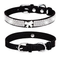 Wholesale Bling Microfiber Leather Rhinestone Bow Knot Pet Animal Dog Collar