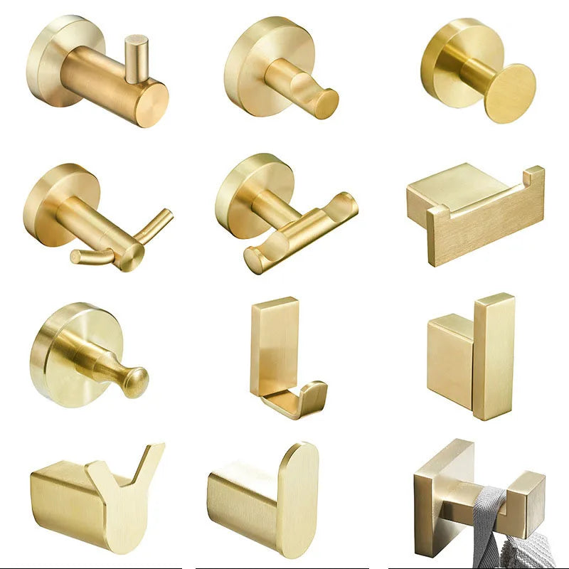 SUS304 Stainless Steel Modern Durable Hotel Robe Wall Mount Towel Clothes Gold Matte Black Chrome Hook Hooks Bathroom