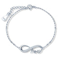 Friends Sisters Family Infinity Charm 925 Sterling Silver Chain Bracelet for Women
