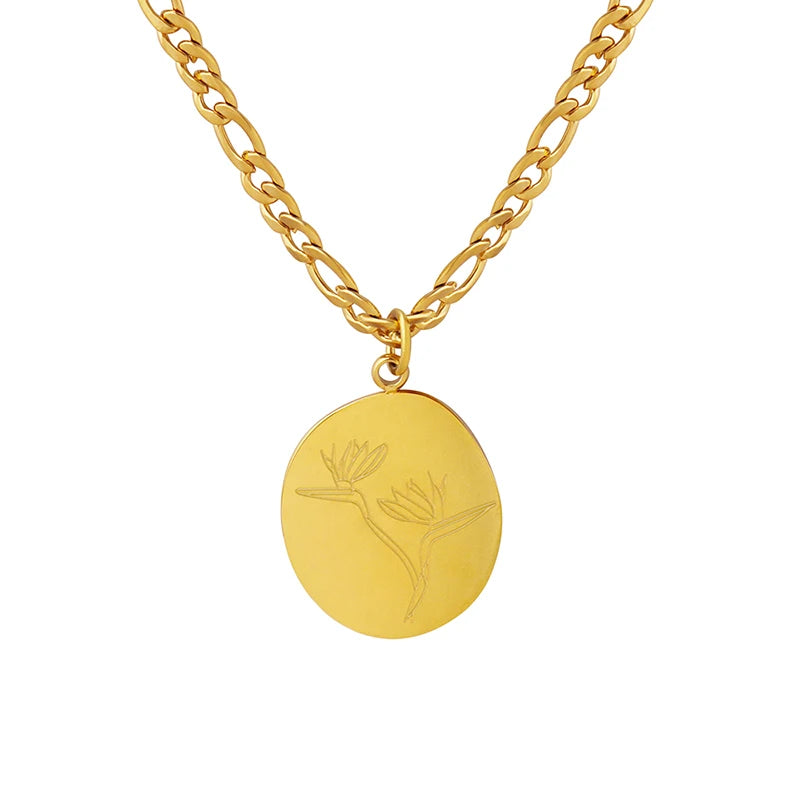 French Style Figaro Chain Necklace Brand Leaf Lotus Pendant Necklace