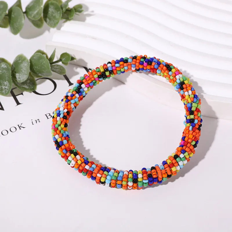 Personalized African Boho Handmade Beaded Bangles Nepal Seedbead Bead Jewelry