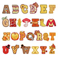 Autumn Harvest Theme Letters Twill Handmade Embroidery Iron on Letters Patches
