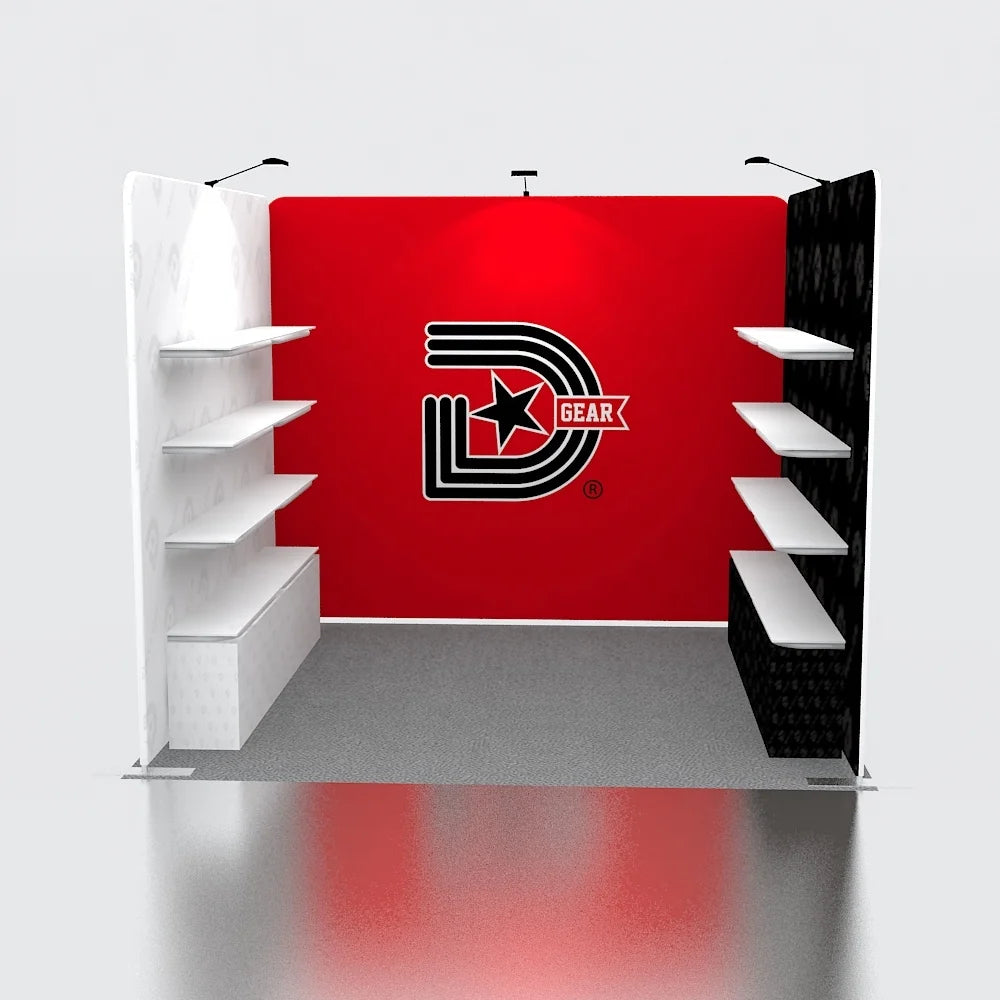 10x10 Tension Fabric Portable Exhibition Tradeshow Shelf Display Advertising Expo Booth