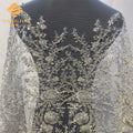 3D Beaded Lace Fabric Embroidered with Sequins Wedding Evening Dress Lace Fabric Veils Costume Embroidered Lace Tulle Fabric