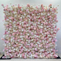 Wholesale Luxury Decorative 8ft X 8ft Artificial Silk Rose Flower Wall Backdrop Floral Design Style Pink Roll-Up for Wedding