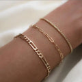 Stainless Steel Custom No Tarnish Minimalist Jewelry Stacking Gold Chain Bracelet Stacked Simple Gold Figaro Chain Bracelet