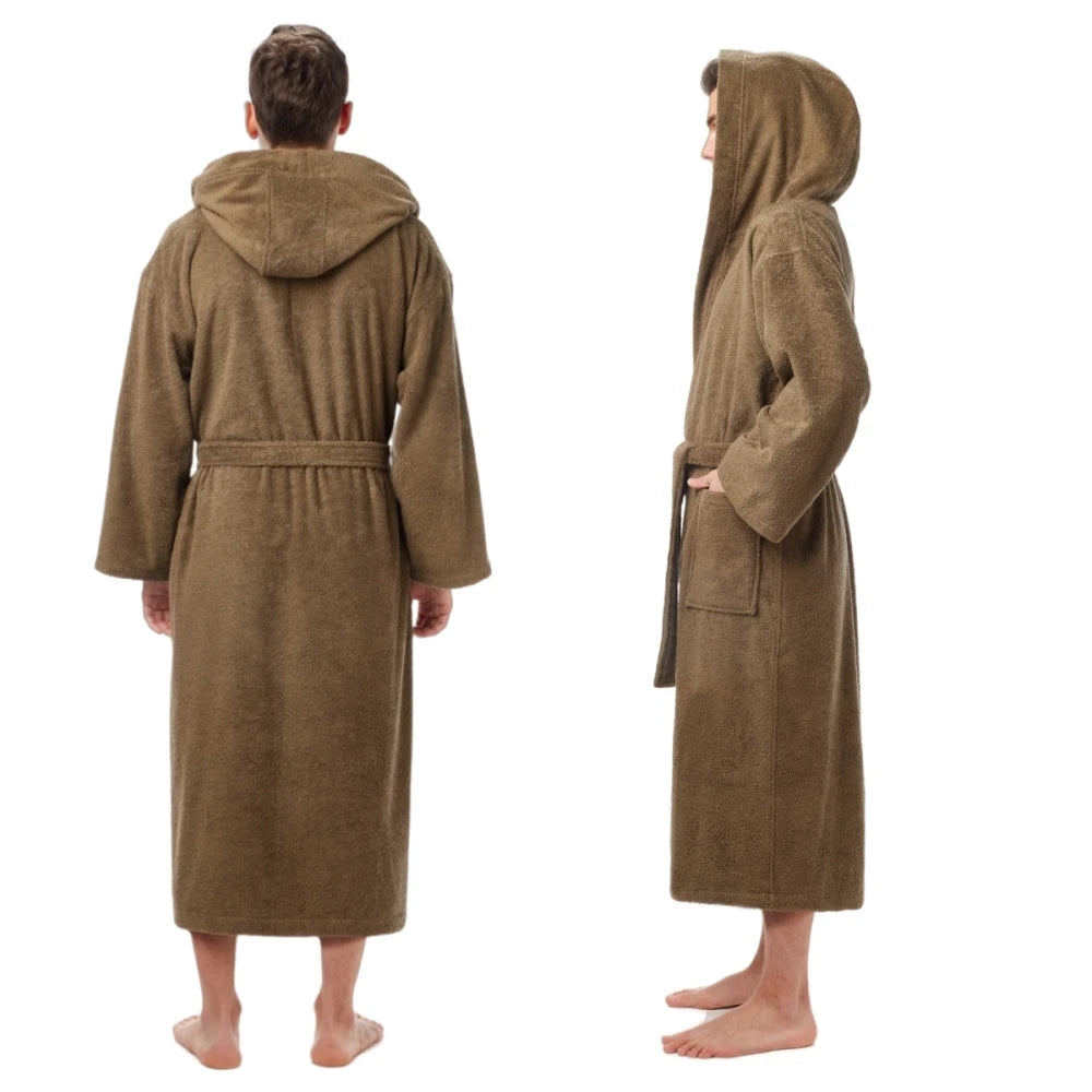 Personalized Classic Spa Bathrobe Short Toweling Cotton Robe with Hoodie