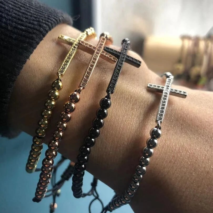BMZ 2025 New Adjustable Eastern Orthodox Stainless Cross Bracelet with 4 Colors
