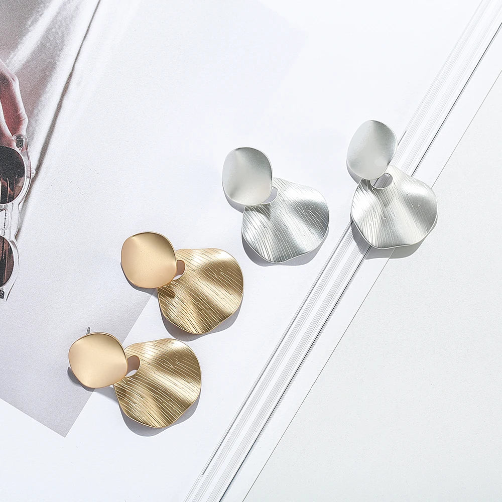 TongLing New Design Fashion Jewelry Earrings Irregular Shape Textured Unique Accessory Jewelry Drop Earring for Daily