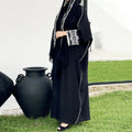 PROMISTAR New Arrival Middle Eastern Muslim Cardigan Robe Contrast Color Embroidery Women's Polyester Abaya