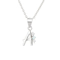 Sterling Silver 925 Zircon Letter Pendant Necklace ABC Pendant