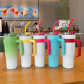 Cup 40oz With Straw & Handle Stainless Steel Tumbler Travel Mugs Coffee Cup Thermos (bottle) Cup Camping Office Water Bottle