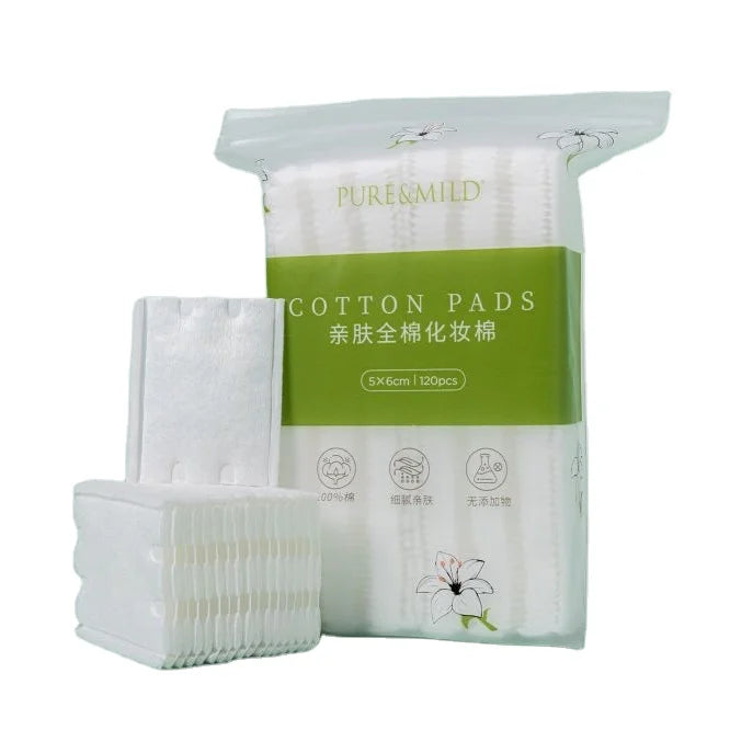 100% Premium Natural Cotton Pads 160GSM 5*6CM Square Soft and Absorbent Facial Remover Disposable for Makeup and Cleansing