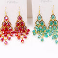 Fashion Tassel Crystals Dangle Earring Gold Women Straight Hanging Bridal Jewelry Wedding