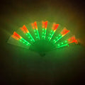 USB Rechargeable Large 33cm LED Flashing Bamboo Party Fan Colorful LED Clack Fan Graduation Easter Parties Hot Selling Accessory