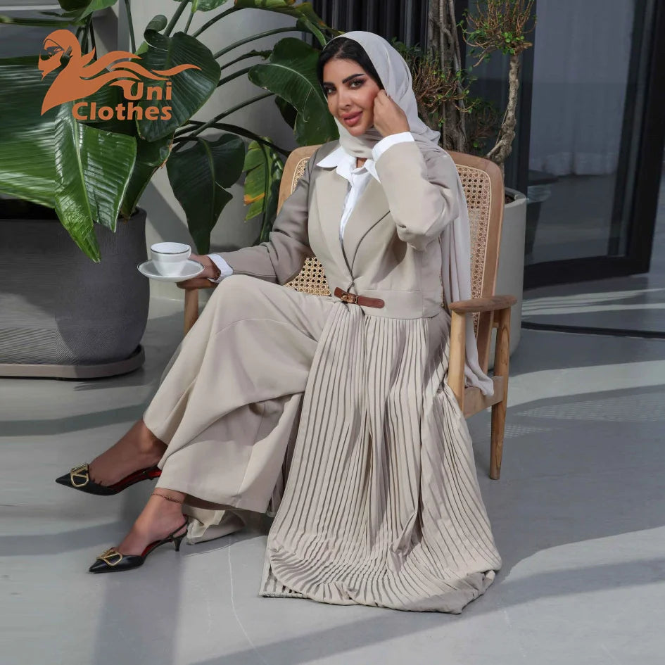 MQ115  Elegant Formal Eid  Turkey  Solid Color Simple Kaftan  Plus Size Abaya Dress