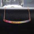 Trending Jewelry Genuine Rose 18k Gold Prices Natural Sapphire rainbow Smile Dainty Necklace