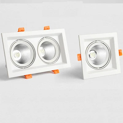 Black Grill Fixture One Head 12W Rectangular Recessed Spot Ceiling Down Light Led
