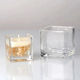 Mini Frosted Recycled Luxury Empty Square Glass Candle Jar for Home Decor