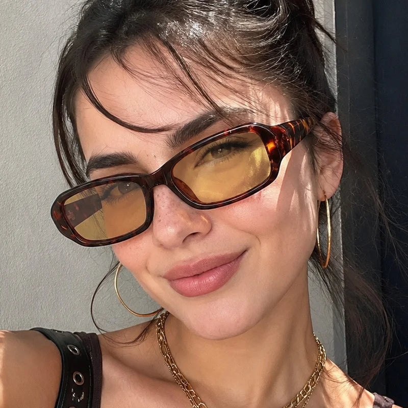 Logo Custom 2026 Vintage Men Women Leopard Print Square Sun Glasses UV400 Clear Lens Shade Small Frame Rectangle Sunglasses MegaBDM