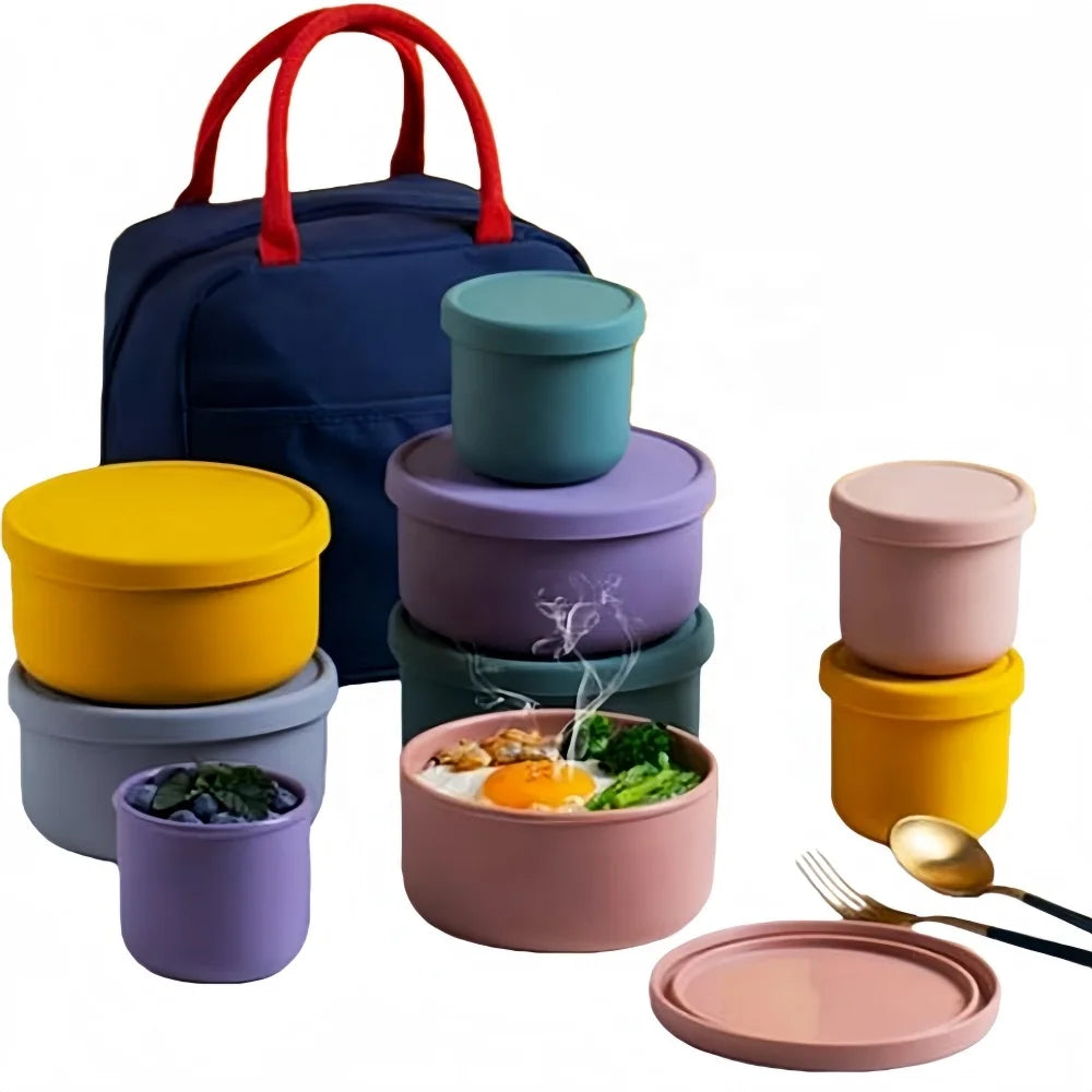 Am Azon Hot Selling Food Grade Silicone Food Storage Keep Fresh Container Microwave and Freezer Safe Portable Bento Lunch Box
