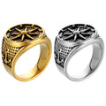 Men Vintage Jewelry Stainless Steel Compass Celtic Ring Embossed Sideways Center Round Signet Rudder Nautical Anchor Ring