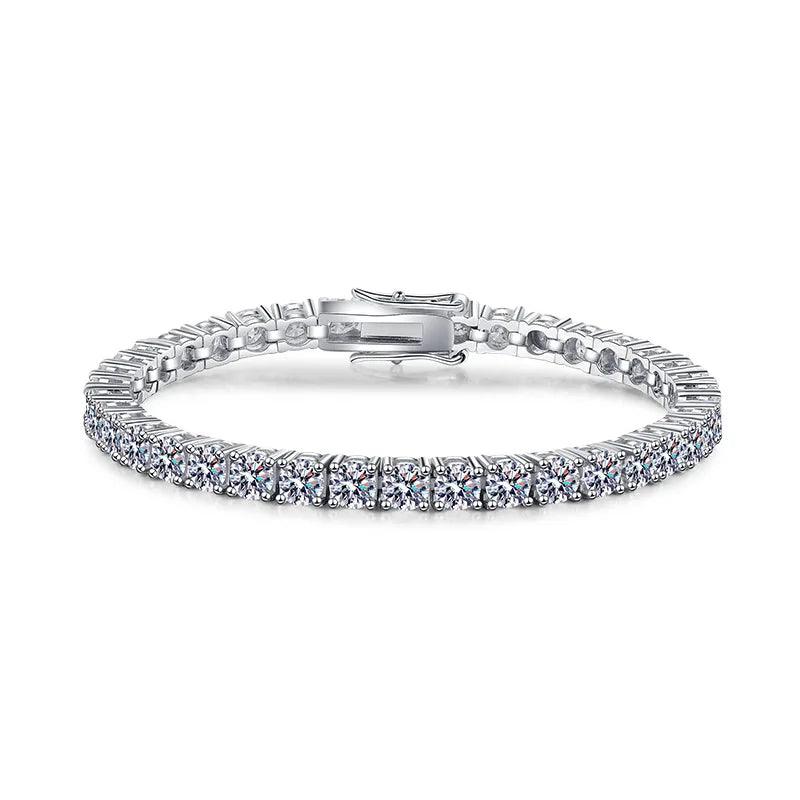 Hip Hop Jewelry 925 Sterling Silver 3mm Moissanite Diamond Bracelet Moissanite Tennis Chain