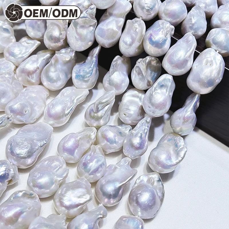 18K Gold AAA Baroque Freshwater Pearl Necklace Earrings Set Variety of Colors-White Black Pink More Natural Loose Beads Strand