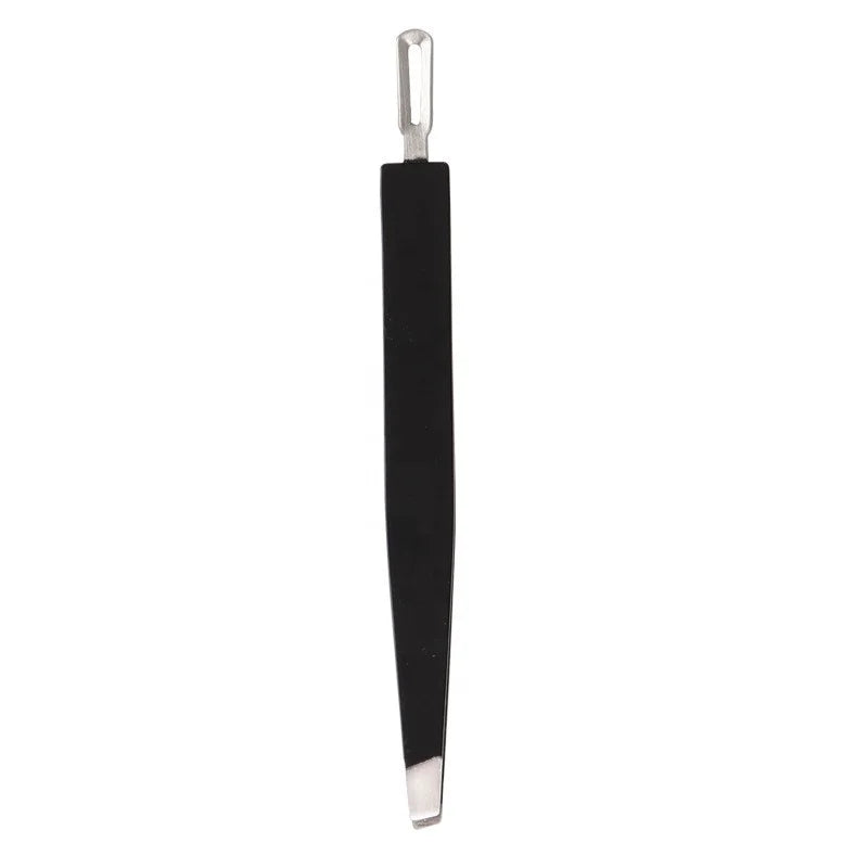 Best Selling Double-Ended Stainless Steel Slant Tweezers Custom Logo Eyebrow & Acne Cosmetics Makeup Tool with Clip Eyelash Care