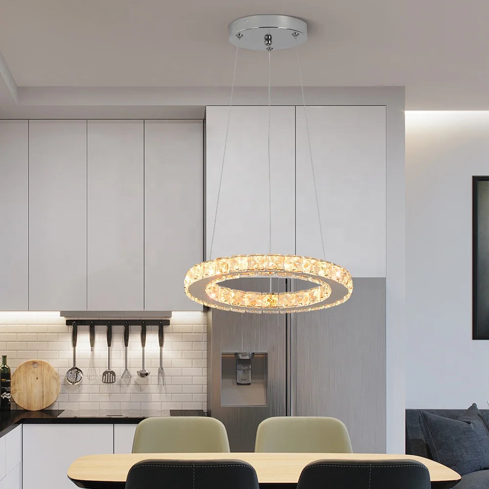 Customized Classic Chandelier Bedroom Living Room Changeable 3 Colors Pendant Lamp Crystal Lighting
