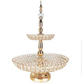 Wholesale Gold 2-layer Crystal Fruit Basket European Electroplated Metal Cake Rack Wedding Props Decorative Ornaments