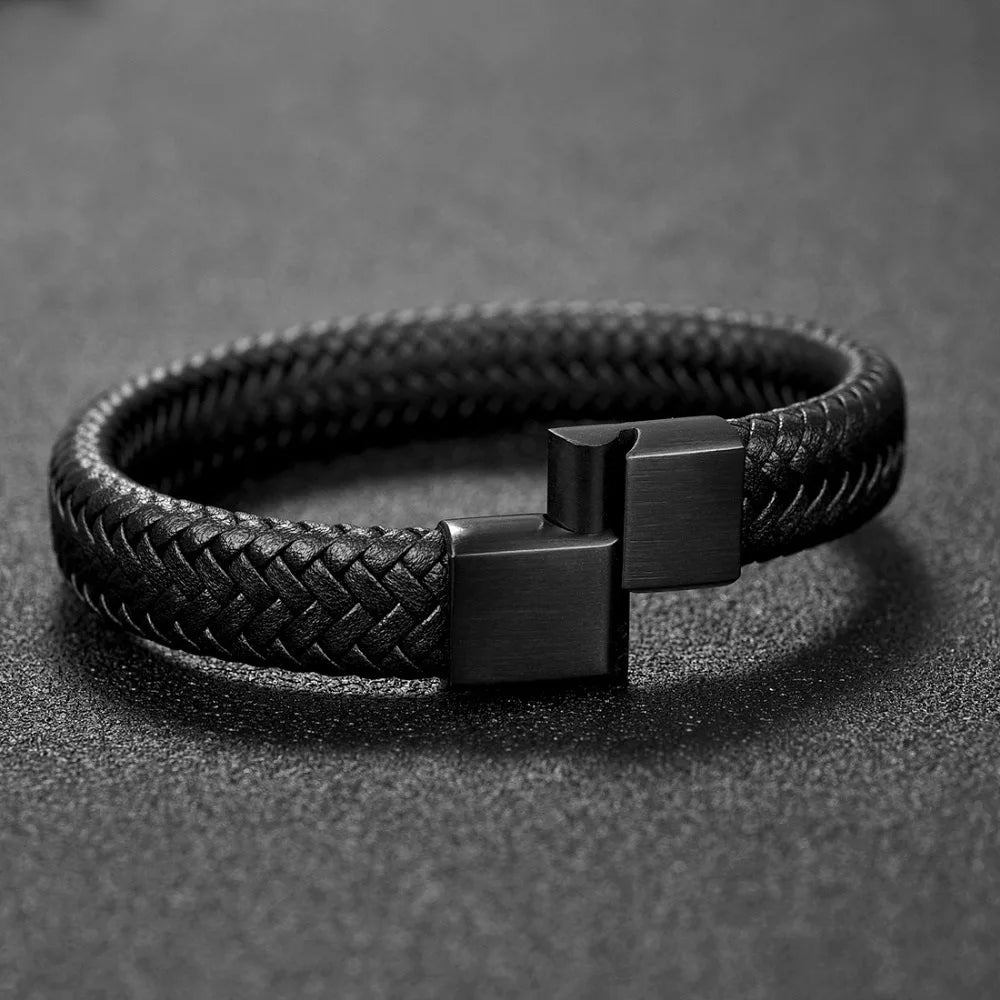 New Arrival Men's Wrap Braided Genuine Leather Bracelet High Quality Fashion Charm Bracelet at Wholesale Price Great Gift Idea