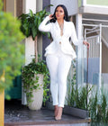 Autumn Spring Women Blazer Suit Long Sleeve Slim Coat + High Waist Pencil Pants Set Office Lady Casual Blazer Set