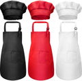 2025 Boys Girls Aprons for Kids Adjustable Cotton Aprons Kitchen Bib for Kitchen Cooking Baking Wear Kids Chef Hat Apron Set