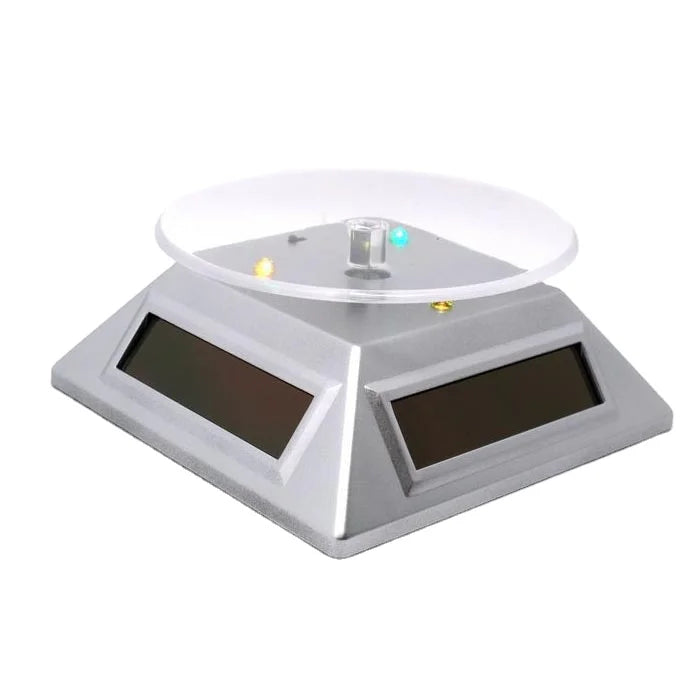 Solar Turntable with LED Light Display Stand Jewelry Jewelry Glasses Solar Display Stand