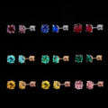 Starsgem Designs Custom 10k 14k 18k Yellow Rose White Gold Stud Earrings With pink Red Sapphire Moissanite Diamonds