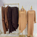 Latest Islamic Prayer Khimar Dress 2pieces Ramadan Eid Wrinkle Polyester Khimar Butterfly Abaya Set for Women Muslim