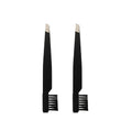 Essential 2 in 1 Slanted Tip Professional Tweezers Brush Combo Grooming Tool Eyebrow Tweezers for Men & Women